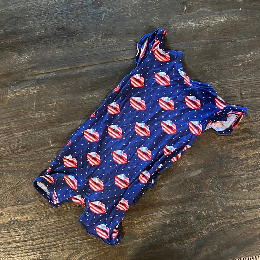 Posh Peanut Ruffled Cap Sleeve Romper 6-9 mos.